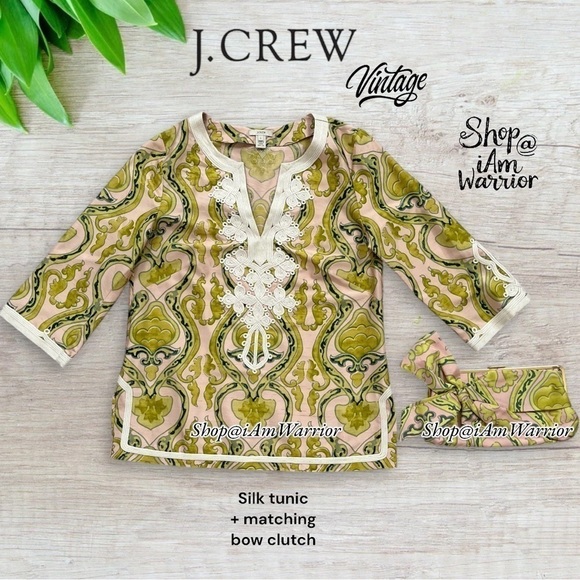 J.Crew vintage embroidered silk dupioni tunic +matching clutch set *iamwarrior - Picture 2 of 16